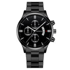 Eclipse Men’s Quartz Watch – Calendar Dial with sleek black face and steel bracelet, featuring numberless dial and practical calendar display.