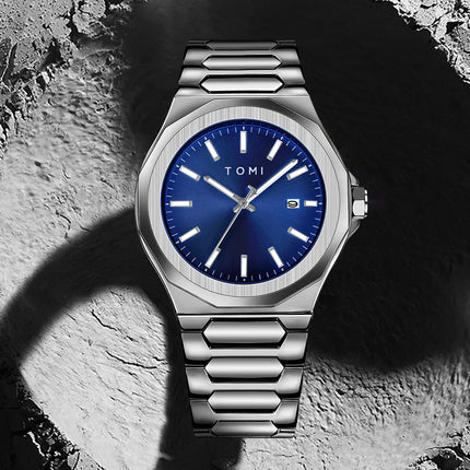 Northport Business Watch with stainless steel band and blue minimalist dial