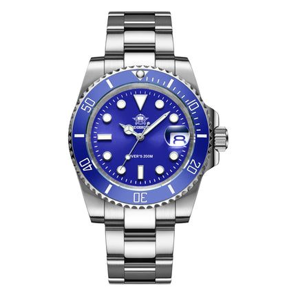 Seaforge Men’s Diver Watch – 20Bar Stainless Steel Quartz with blue dial and luminous markers for dive-ready wear.