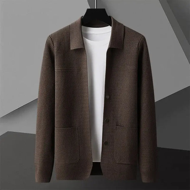Archer Cardigan ribbed knit men's winter sweater with collar