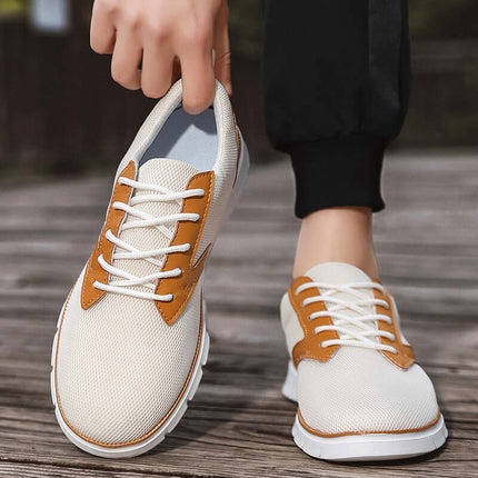 Arden Mesh Sneakers for men showcasing breathable mesh upper, leather accents, and lightweight feel, perfect for casual everyday wear and travel.