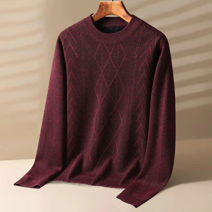 Arezzo Sweater in geometric knit, warm men's winter knitwear with a cotton-wool blend for comfort and layering.