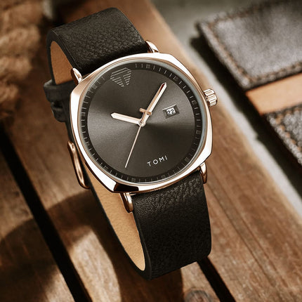 Aurex Milano Heritage Leather Edition luxury men's watch with black leather strap and elegant design. Focus keyword: Aurex Milano Heritage Leather.