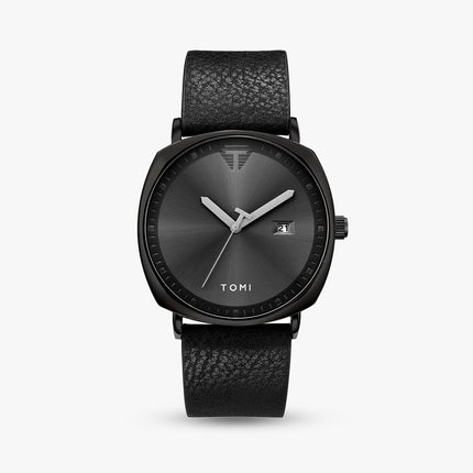 Aurex Milano Heritage Leather Edition watch with black leather strap and sleek design for men's luxury fashion.