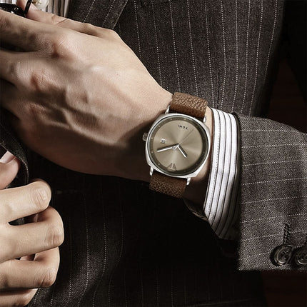 Aurex Milano Heritage Leather Edition watch on man's wrist, showcasing timeless elegance and refined simplicity.