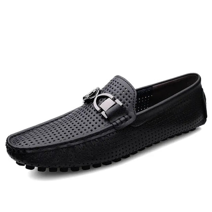 Beaumont Leather Loafers in black, showcasing elegant slip-on design, made from premium genuine leather for formal men’s footwear.