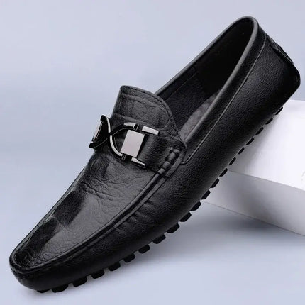 Elegant Benson Leather Loafers for men, premium slip-on shoes with cushioned footbed, ideal for formal occasions and luxurious style.