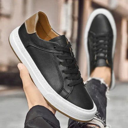 Bergamo Leather Sneakers showcasing a modern casual style, lightweight comfort, perfect for men's everyday wear and travel.