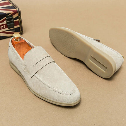 Brando Suede Loafers with premium suede upper, showcasing elegant slip-on design and clean, stitched detailing for formal men's style.