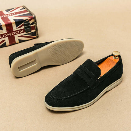 Elegant Brando Suede Loafers on display, showcasing premium suede, slip-on ease, and luxury design. Ideal for men’s formal style and comfort.