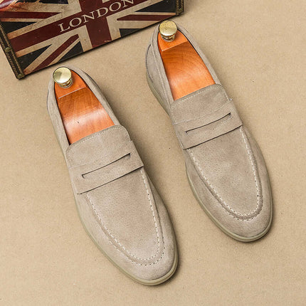 Brando Suede Loafers - luxury men's slip-on leather shoes with orthopedic comfort and sleek design for formal occasions.