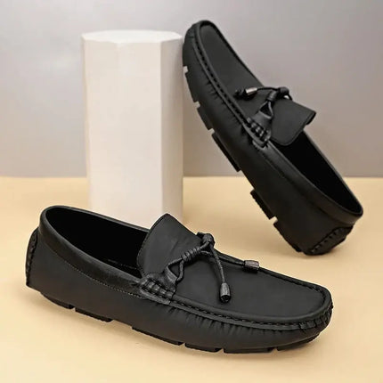Carson Loafers: premium men's leather loafers in black, slip-on design with cushioned footbed for comfort and style. Perfect formal loafers.
