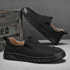 Catania Genuine Leather Loafers with hand-stitched detailing, featuring elastic side panels, cushioned insole, and durable rubber outsole for men.