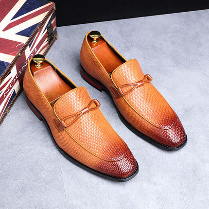 Ferraro Genuine Leather Loafers with embossed texture and bit detail, elegant slip-on comfort, luxury men's formal leather shoes
