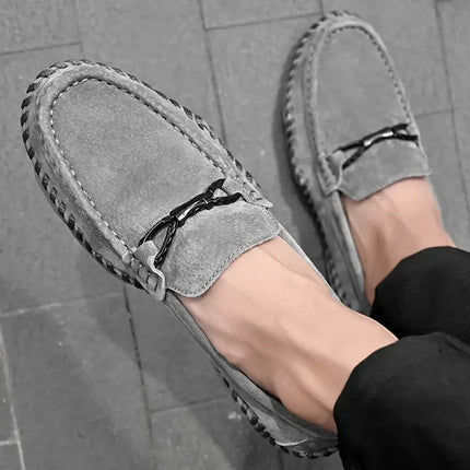 Fiorenzo Hand-Stitched Loafers showcasing slip-on comfort and luxury with premium suede and hand-stitched detailing.