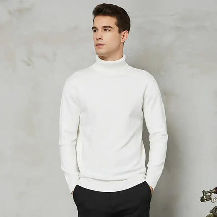 Langston Turtleneck - men's winter sweater in soft white knit, showcasing elegant style and cozy warmth.