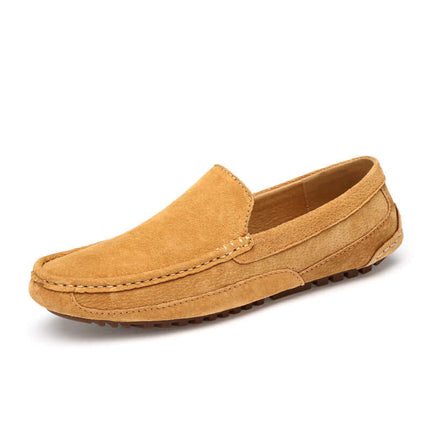 Lucera Slip-On Loafers in luxurious suede, showcasing men's leather loafers with a formal, elegant design and a flexible, cushioned sole.