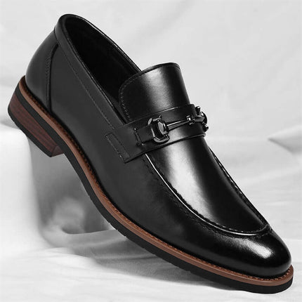 Elegance of Montovani Leather Loafers showcasing premium slip-on design, smooth leather, and sleek silhouette for formal style.