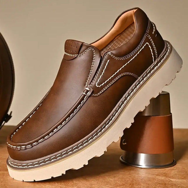 Elegant Monza Leather Loafers with orthopedic comfort, slip-resistant outsole, and premium cow leather for formal men's slip-on style.