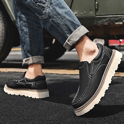 Monza Leather Loafers showcasing elegant slip-on style with premium cow leather and comfortable orthopedic design.