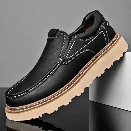 Monza Leather Loafers - Luxury men's slip-on leather shoes with orthopedic comfort, premium cow leather, and durable slip-resistant outsole.