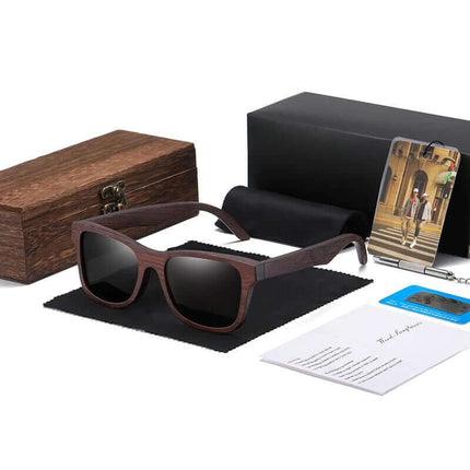 Natural Bamboo Polarized Shades with UV protection for stylish, eco-conscious men; ideal for driving, travel, and outdoor activities.