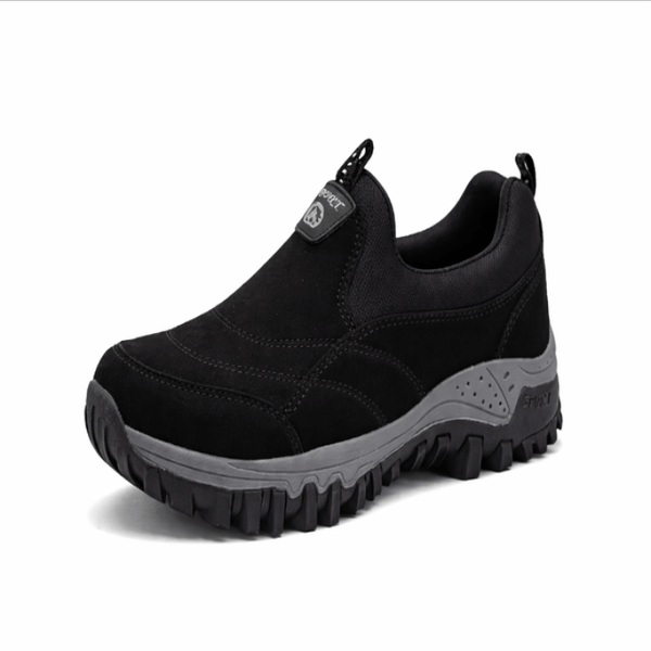 Black non-slip outdoor walking shoes for comfort and all-day support