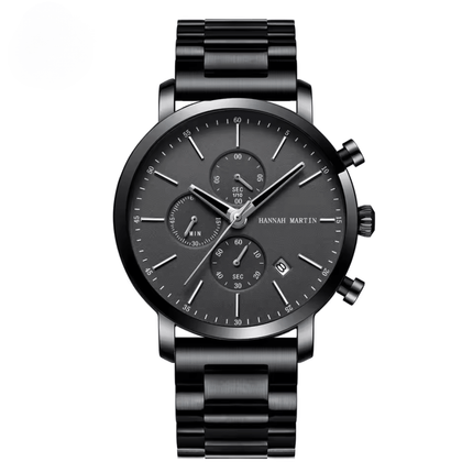 Obsidian Chrono 44 watch - Limited Edition, 44.5mm stainless steel case, monochrome dial, refined chronograph for modern professionals.
