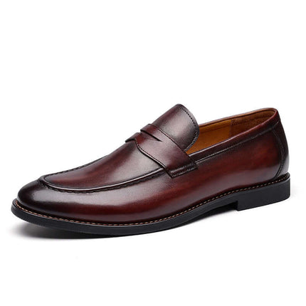 Regente Cowhide Leather Loafers - Men's luxury slip-on shoe in premium brown leather, combining formal style with cushioned comfort and durability.