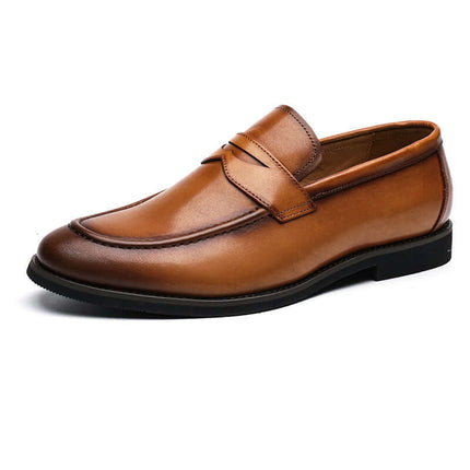 Regente Cowhide Leather Loafers in brown, premium men's formal loafers showcasing elegant slip-on comfort and breathable cowhide craftsmanship.