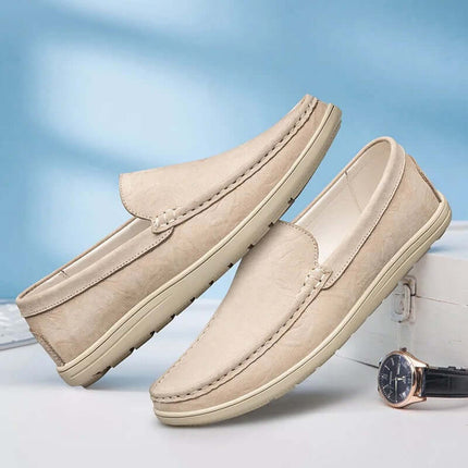 Salerno Leather Loafers showcasing elegance in premium leather, ideal for formal slip-on comfort and lasting support with a rubber sole.