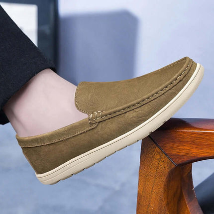 Salerno Leather Loafers in tan, showcasing premium slip-on comfort and elegance for formal occasions, with orthopedic insole and lightweight design.