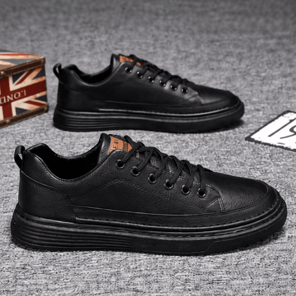 Urban Stone Men’s Casual Shoes - Black leather design, perfect for everyday wear, offering comfort and durability.