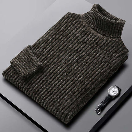 Varezzi Turtleneck, men's winter sweater, showcasing thick ribbed texture, perfect for warmth, comfort, and stylish winter layering.