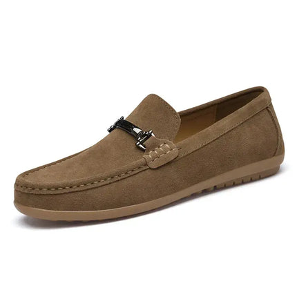 Elegant Veneto Suede Loafers in brown suede, showcasing premium slip-on design with a comfortable orthopedic insole, ideal for men's formal and casual wear.