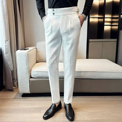 Veneto Dress Pants - breathable cotton blend, adjustable side tabs, stylish waffle pattern for men's casual, versatile, and comfortable wear